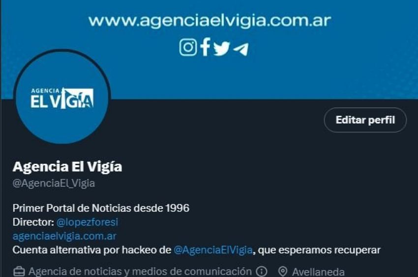 Hackearon simultáneamente las cuentas de Agencia El Vigía y su director en Twitter