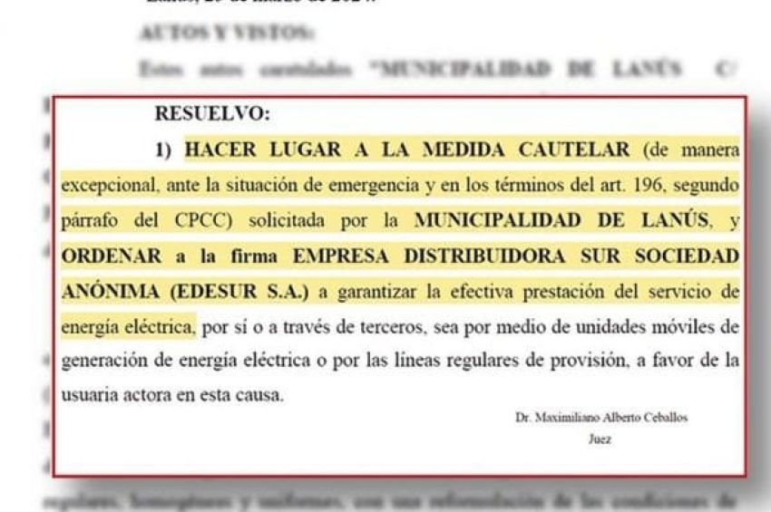 La Justicia falló a favor del Municipio de Lanús en la denuncia contra Edesur