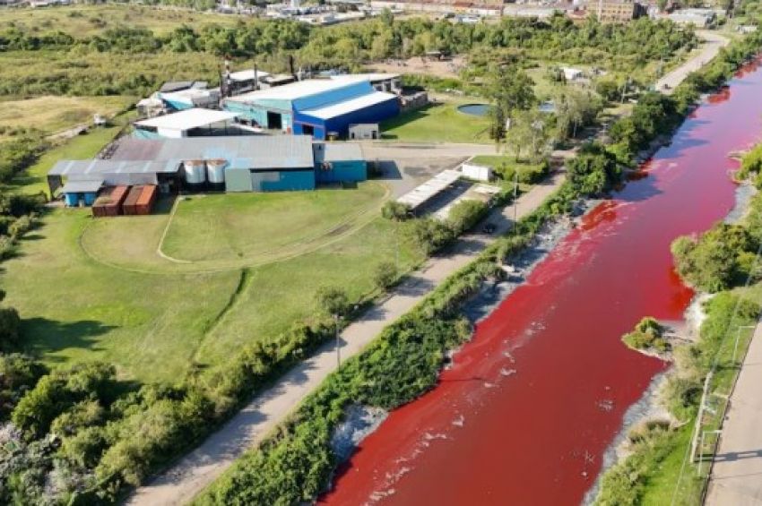 El arroyo Sarandí se tiñó de rojo